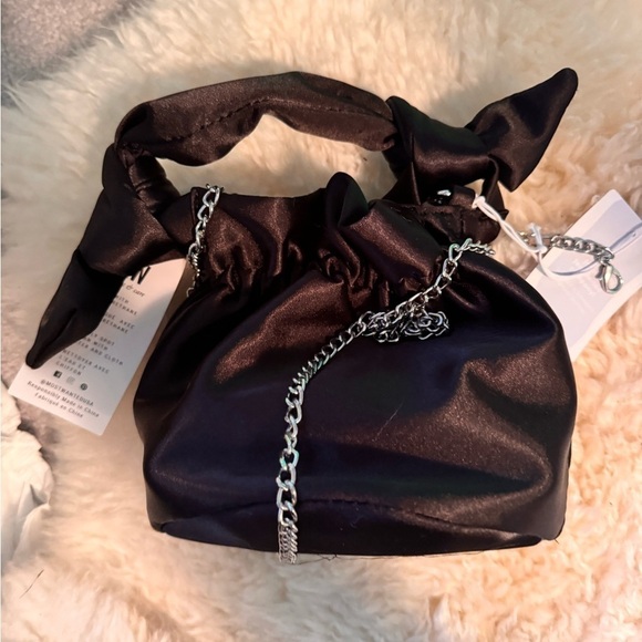 Crystal Embellished Black Satin Rhinestone Spider Bucket Crossbody Bag purse NEW - Picture 2 of 2